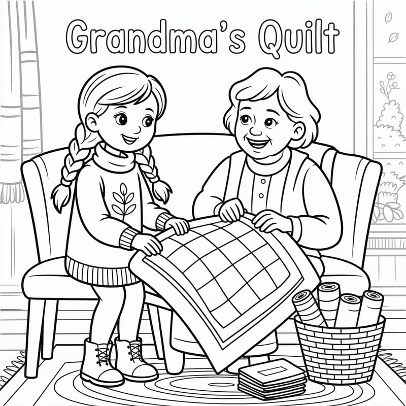 Black-and-White Kids Coloring Art