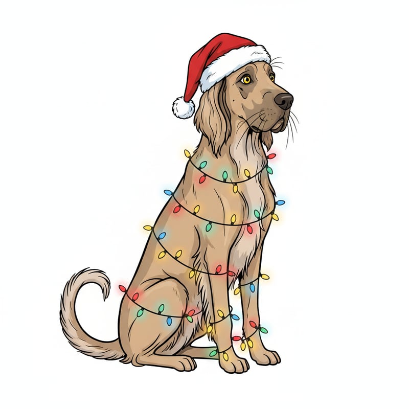Great Dane with Christmas Lights