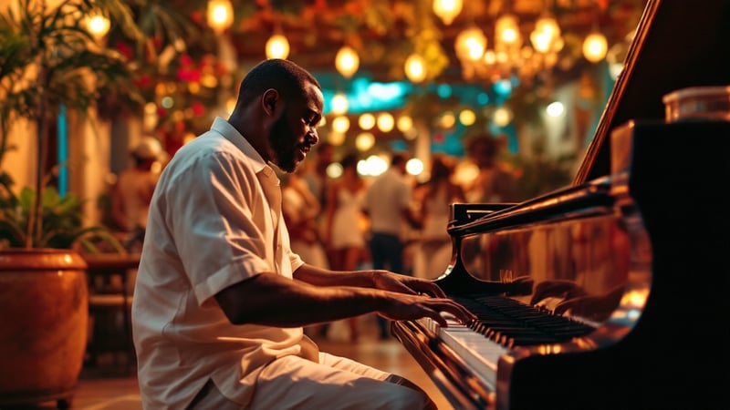 Afro-Cuban Pianist in Havana Dance Hall