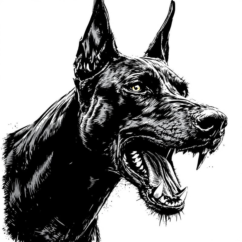 Aggressive Doberman Digital Illustration