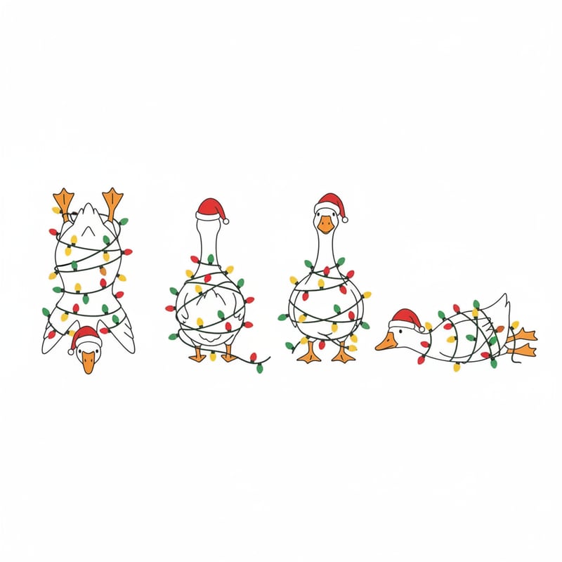 Festive Geese with Christmas Lights