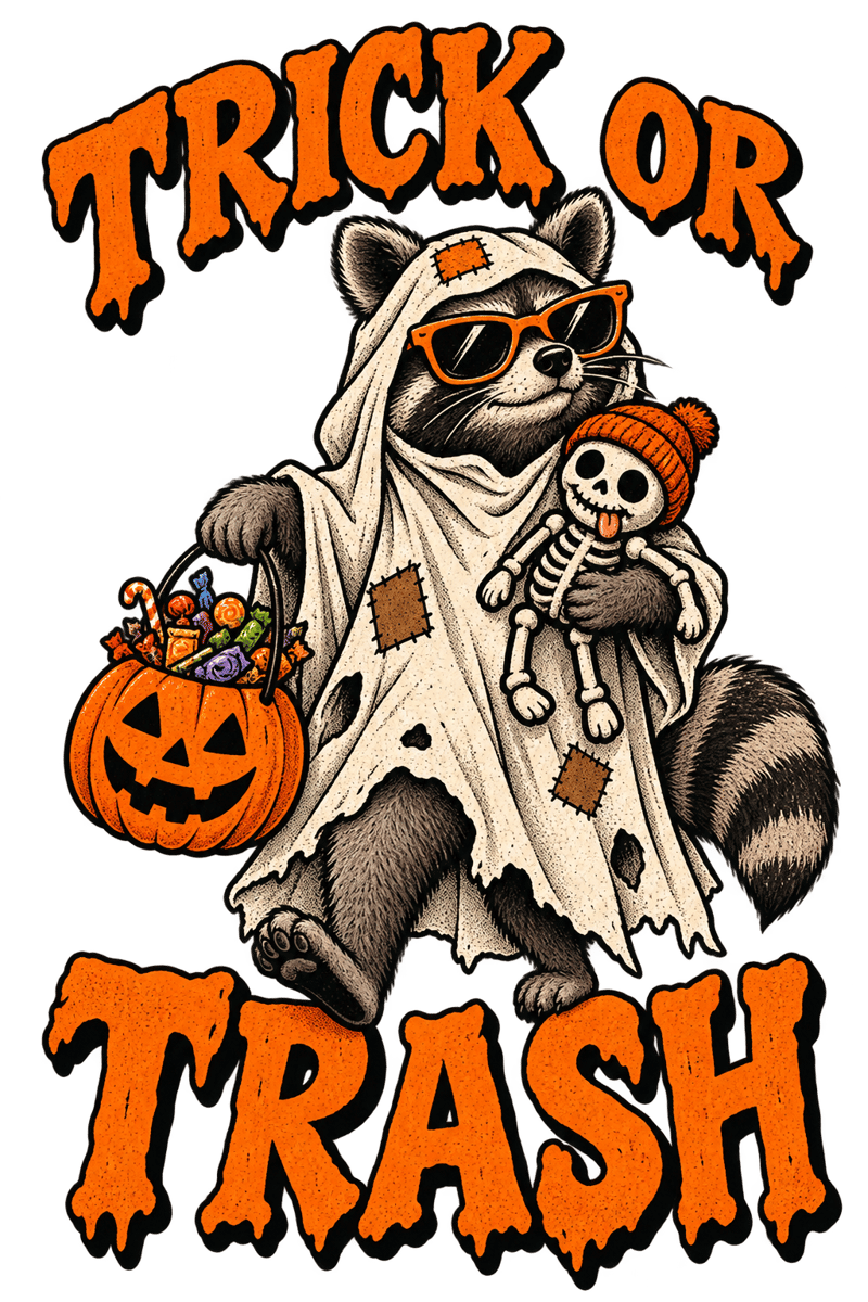 Raccoon Trick or Trash T-shirt Art