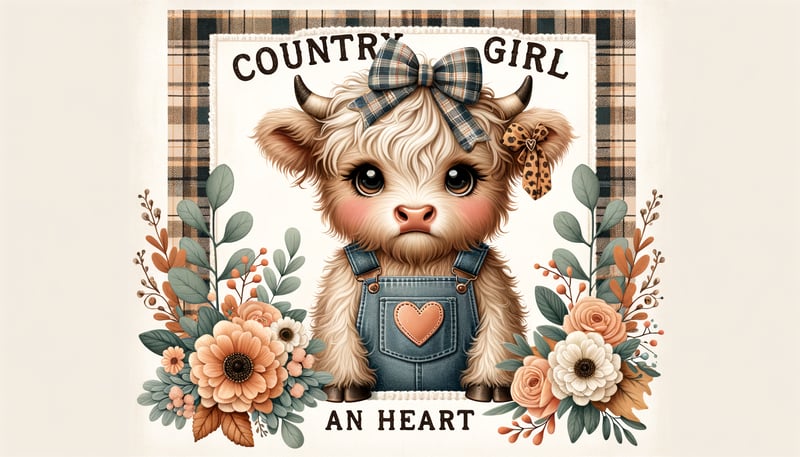 Cute Baby Highland Cow Illustration
