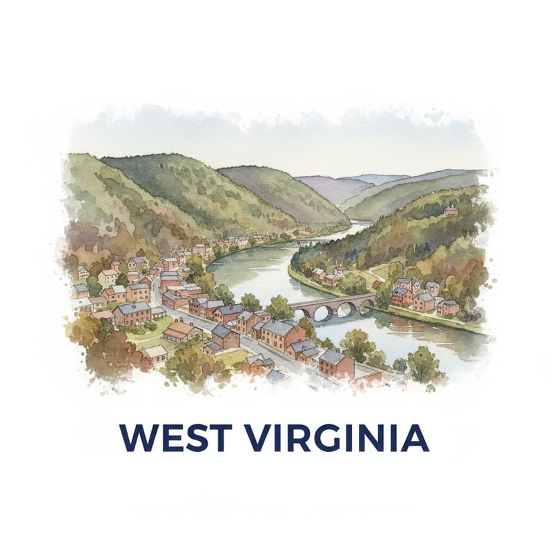 Watercolor of Harpers Ferry