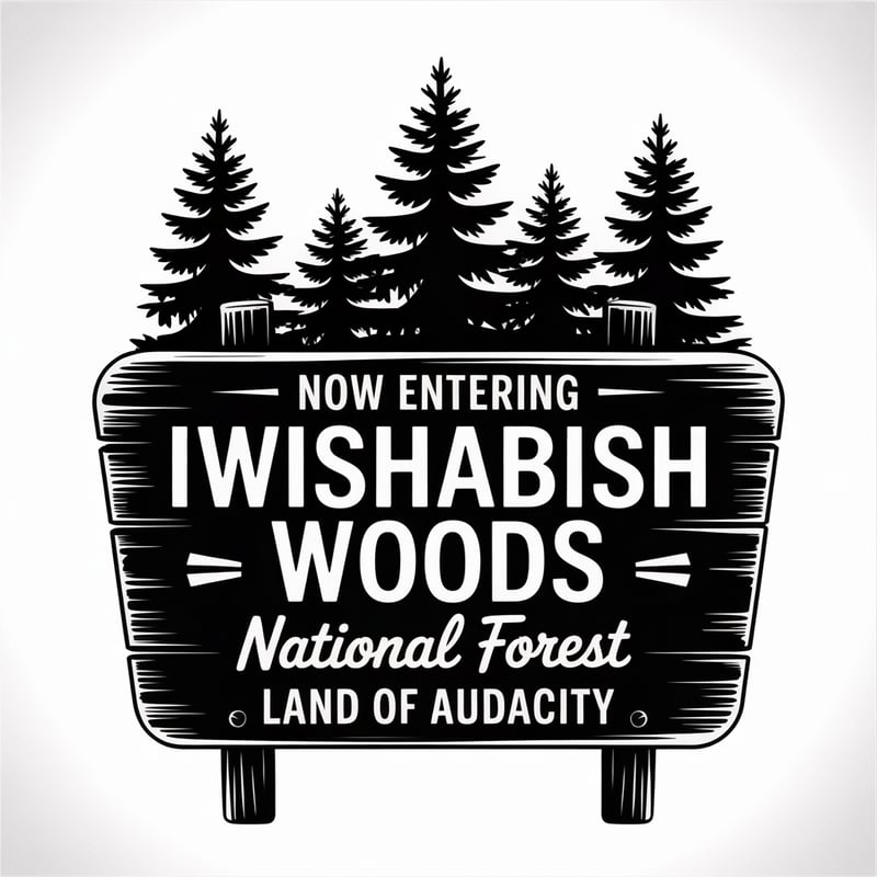 Vintage Black & White Forest Sign