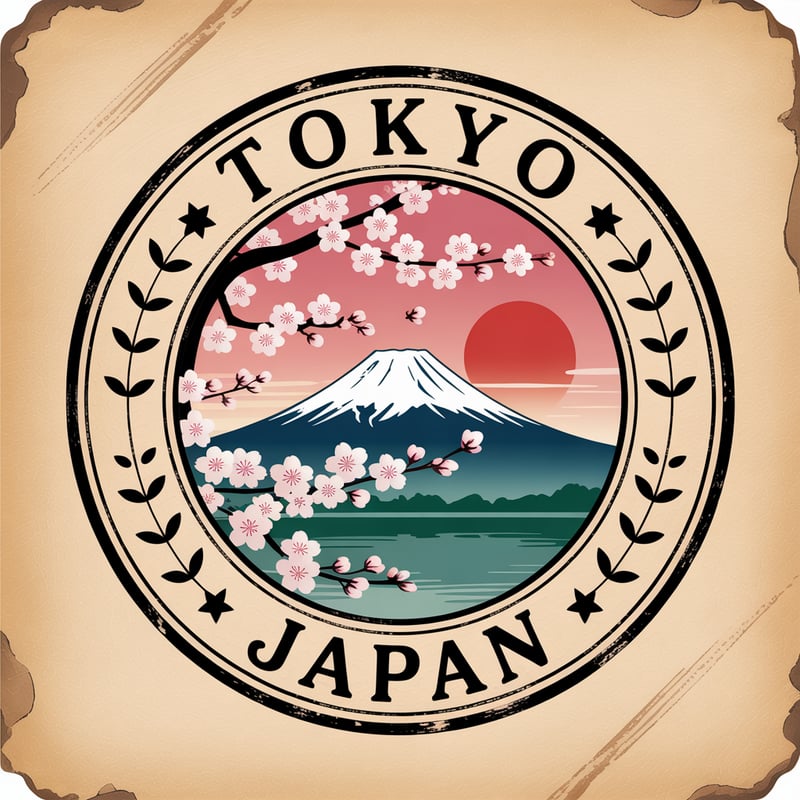 Tokyo Vintage Travel Stamp
