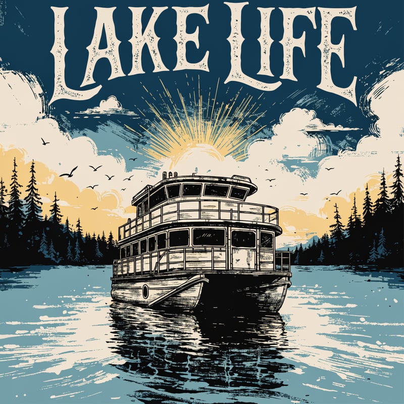 Masculine Lake House T-Shirt Design