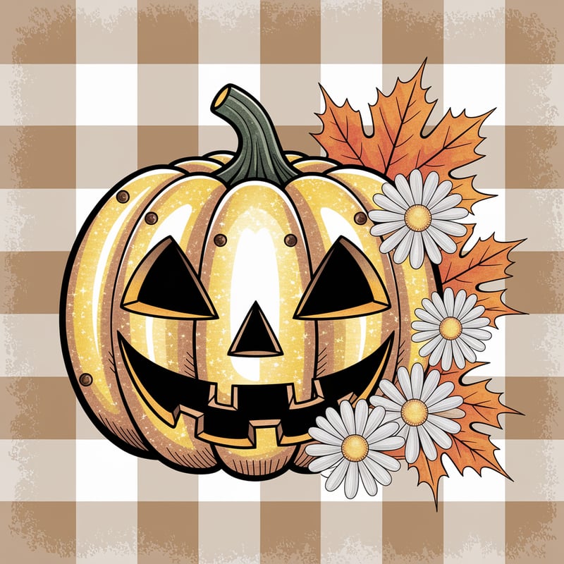 Watercolor Halloween Jack O Lantern Art