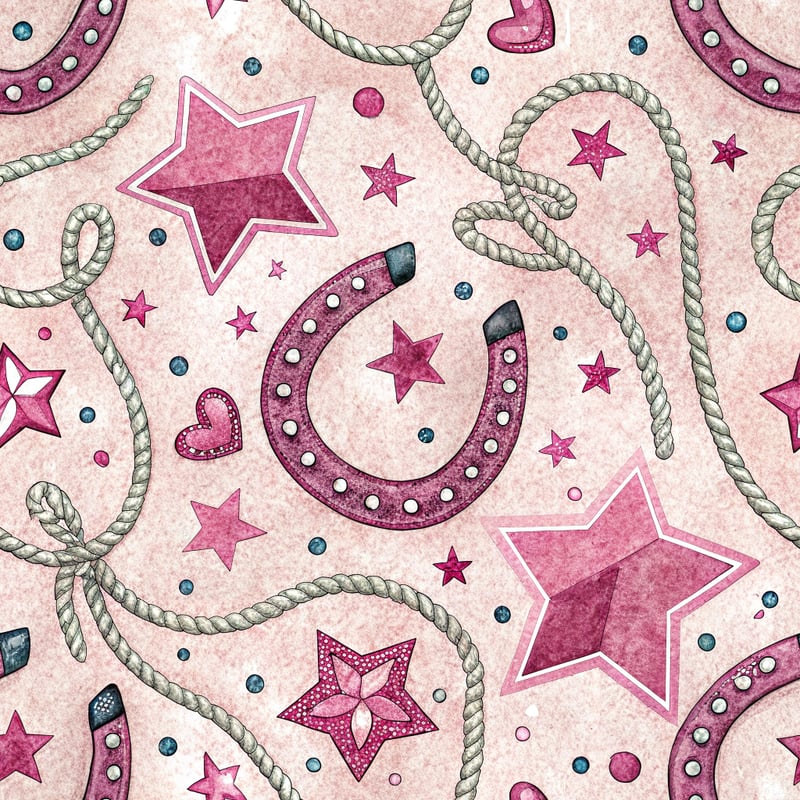Super Glam Cowgirl Seamless Pattern
