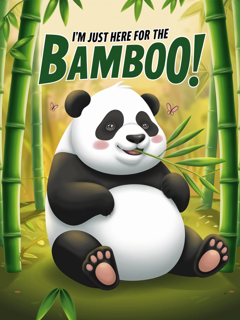 Cheeky Panda Bear Bamboo Quote Illustration