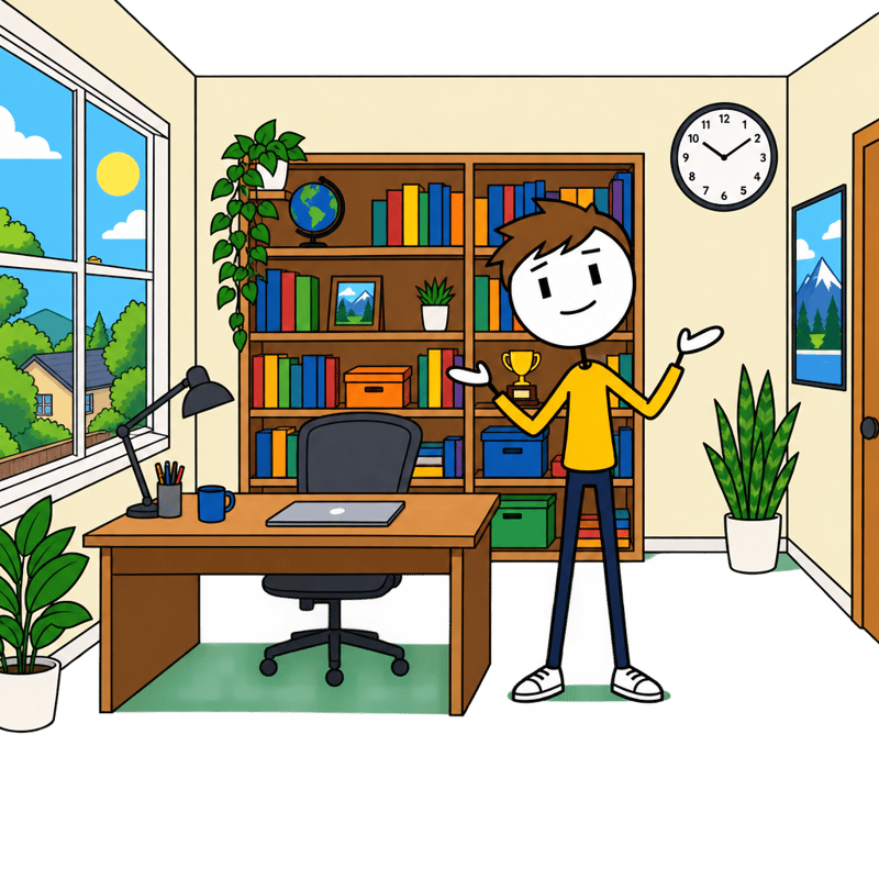 Flat 2D Cartoon Office Scene