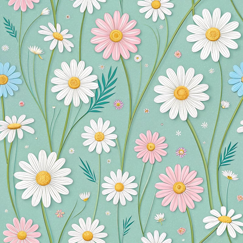 3D Daisy Pattern with Pastel Colors