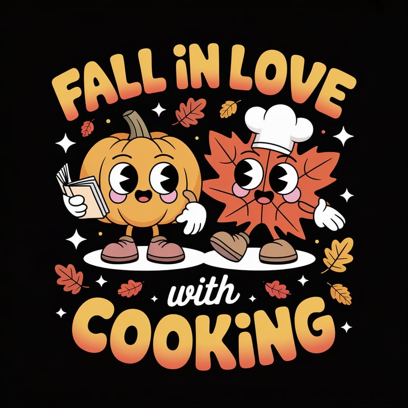 Cute Fall Characters Cooking Illustration