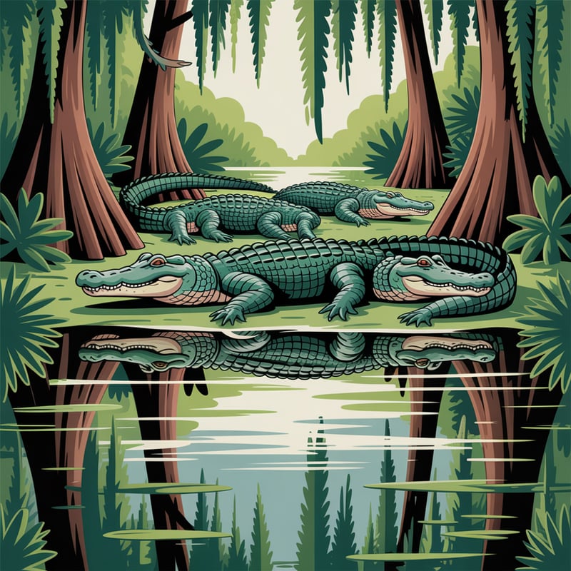 Florida Alligator Seamless Pattern
