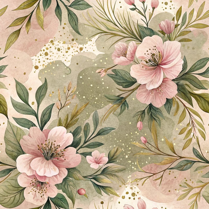 Neutral Camouflage Pattern with Floral Veins
