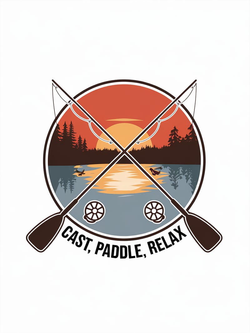 Sunset Fishing Badge Design