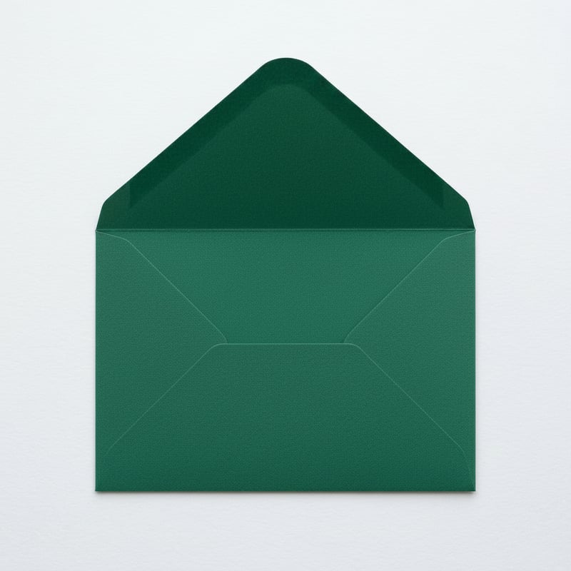 Emerald Green Envelope with White Lace