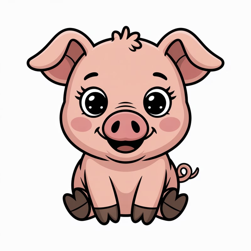 Cute Animated Nursery Pig Art