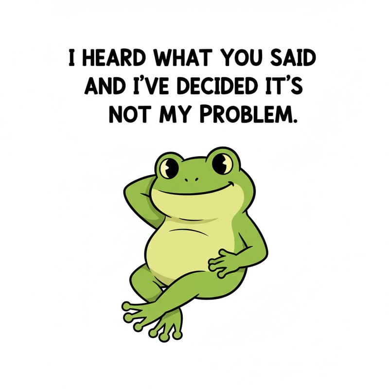 Confident Cartoon Frog with Text