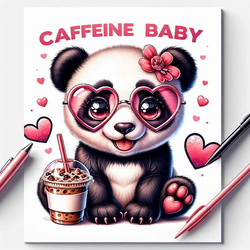 Cute Baby Panda with Heart Glasses
