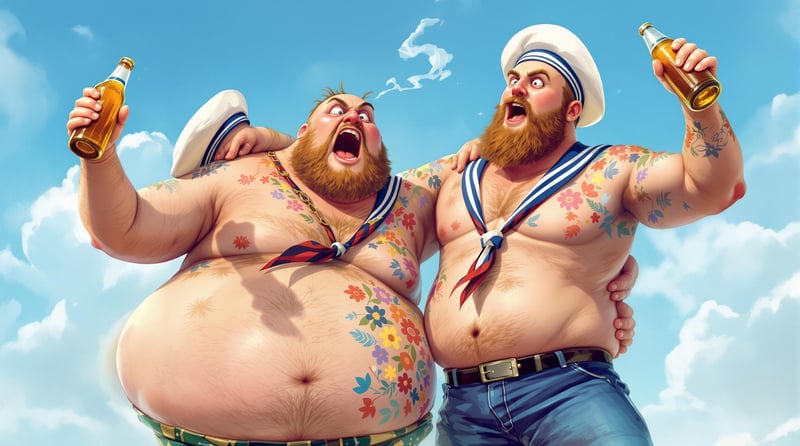 Drunken Sailors Dancing in Digital Art