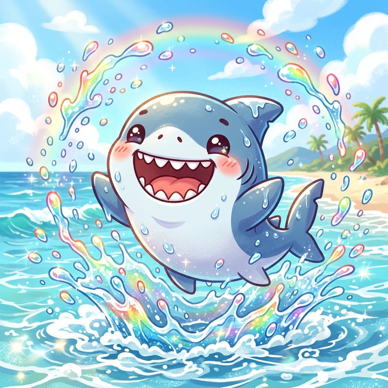 Cute Kawaii Shark Splashing