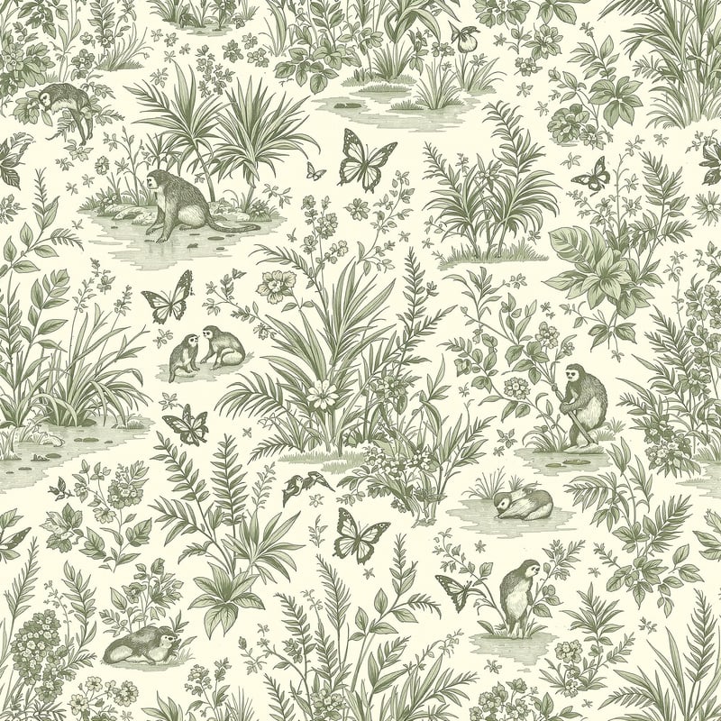 Seamless Tropical Toile de Jouy Pattern