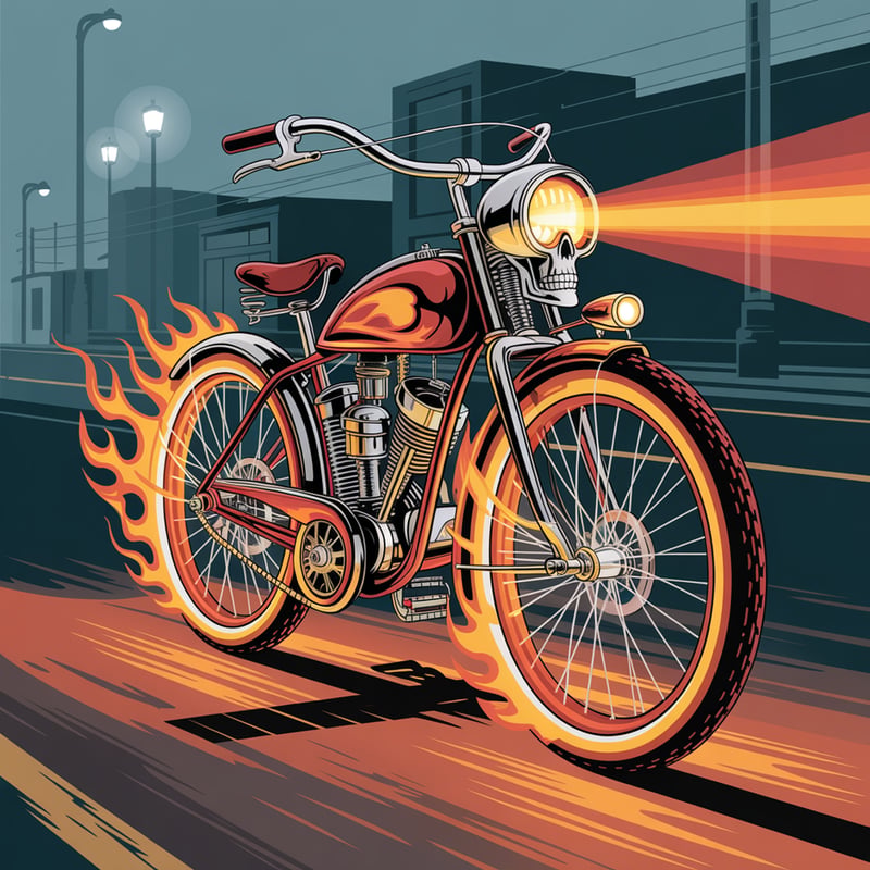 Classic Bike with Skull Headlight