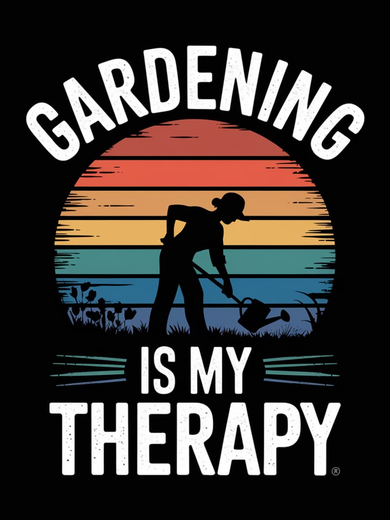 Vintage Gardening Therapy Silhouette