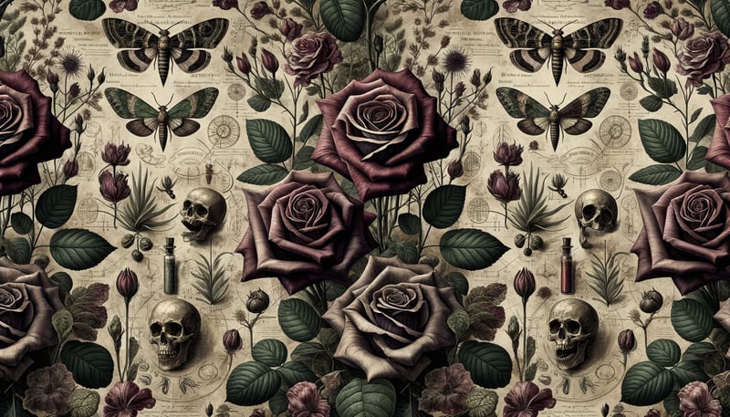 Dark Academia Victorian Botanical Wallpaper