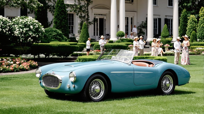 1955 AC Ace at Elegant Garden Party
