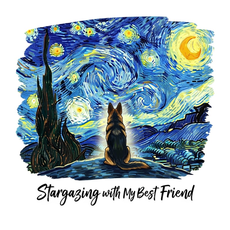 Painterly German Shepherd Starry Night