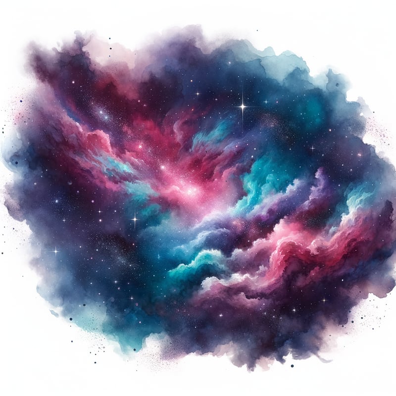 Cosmic Night Sky Watercolor Clipart