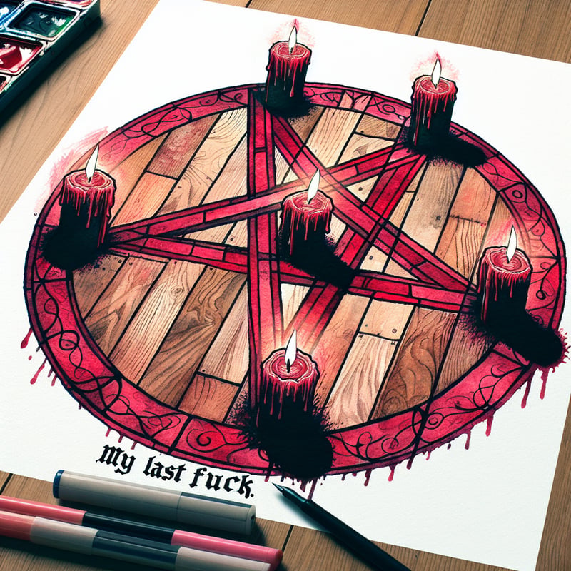 Red Pentacle Watercolor Illustration