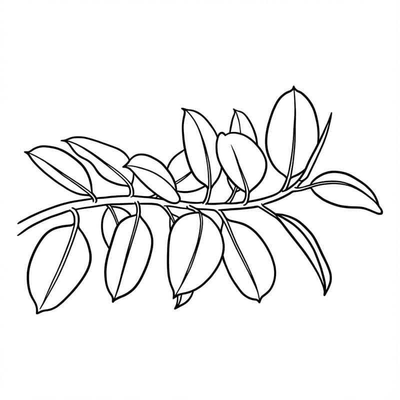 Minimalist Rubber Tree Line Art