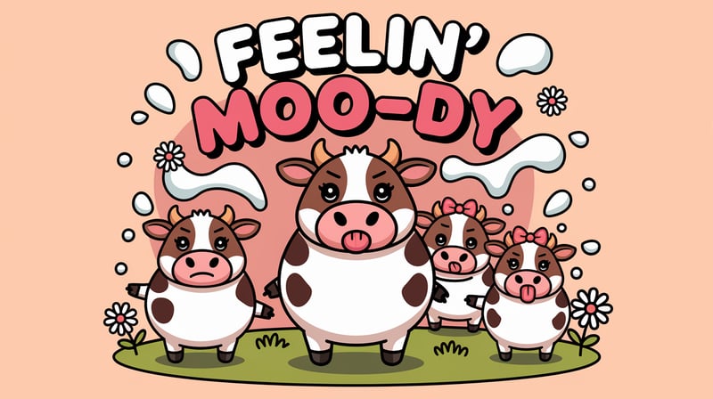 Cute Cartoon Cow Illustration Set