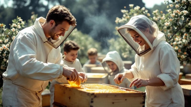 1950s Family Beekeeping Harvest