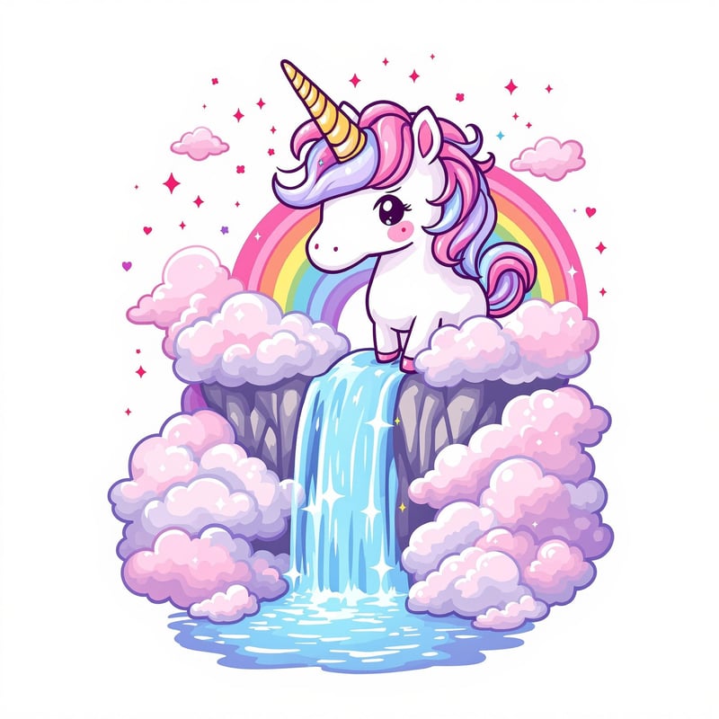 Kawaii Unicorn T-Shirt Design