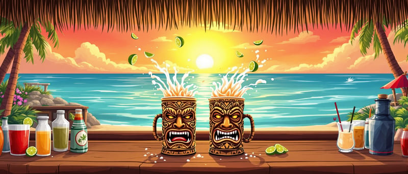 Tiki Bar with Lucha Libre Wrestlers