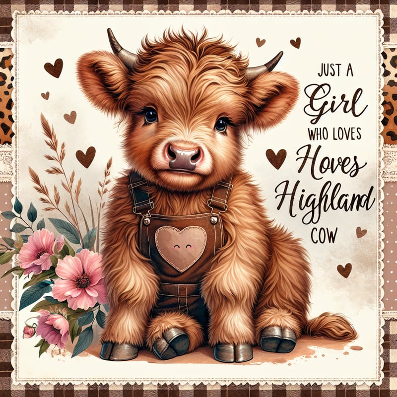 Cute Baby Highland Cow Illustration