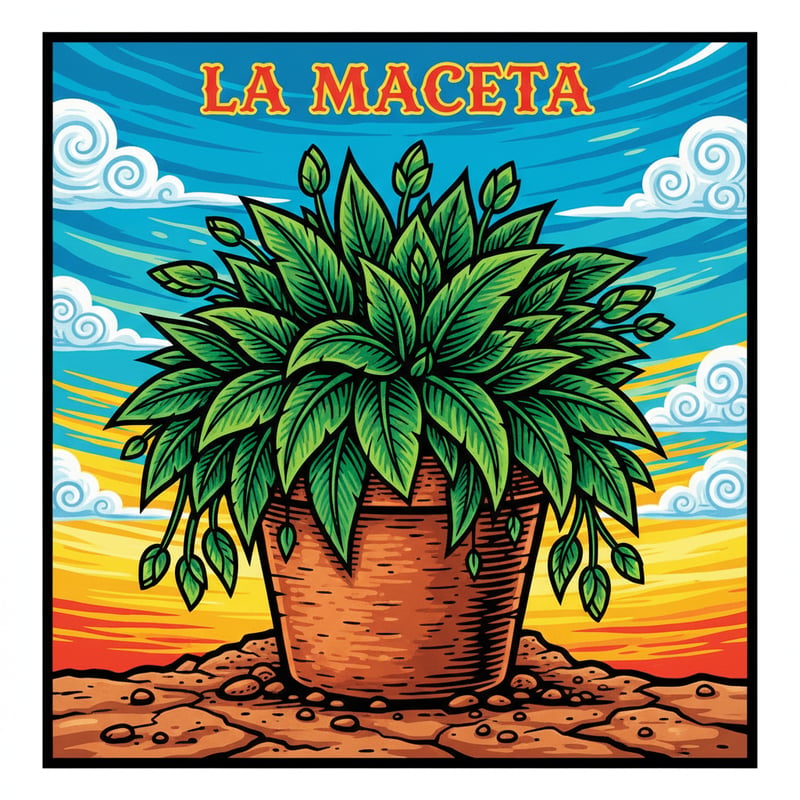 Mexican Lotería Illustration of La Maceta