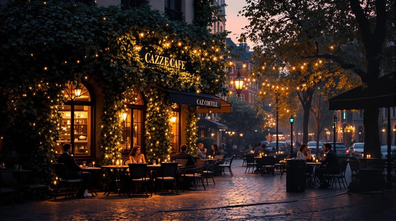 Urban Cafe in Cinematic Photorealism
