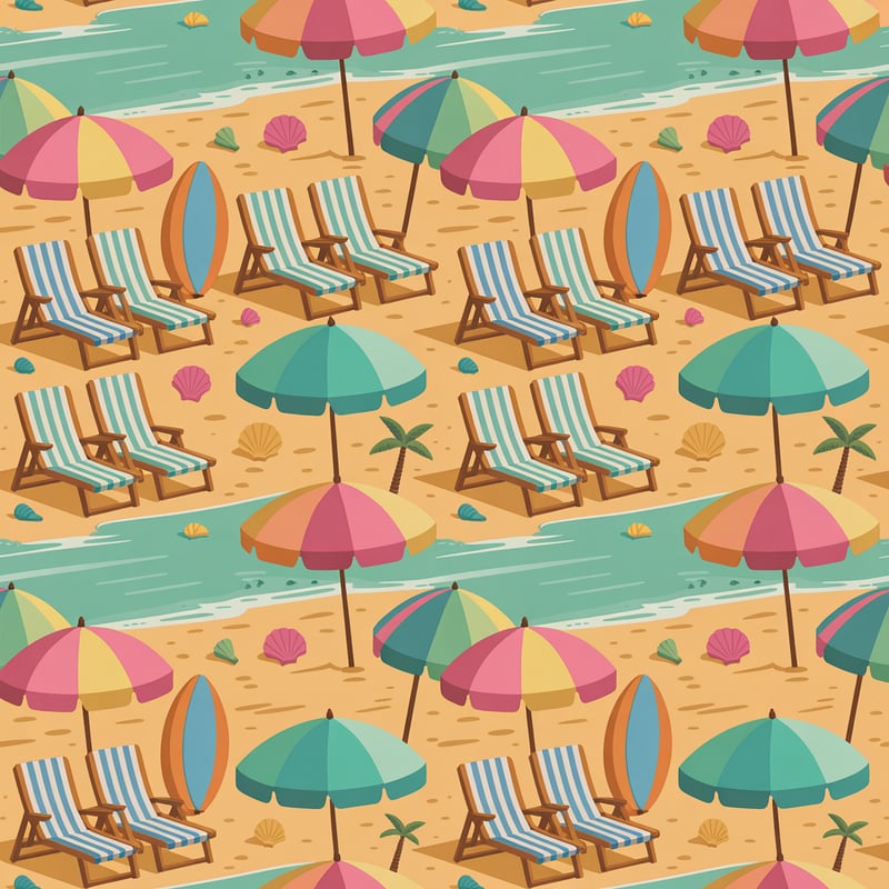 Retro Beach Umbrella Seamless Pattern