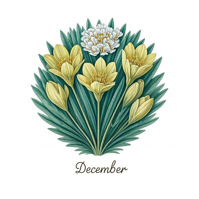 December Birth Flower Illustration