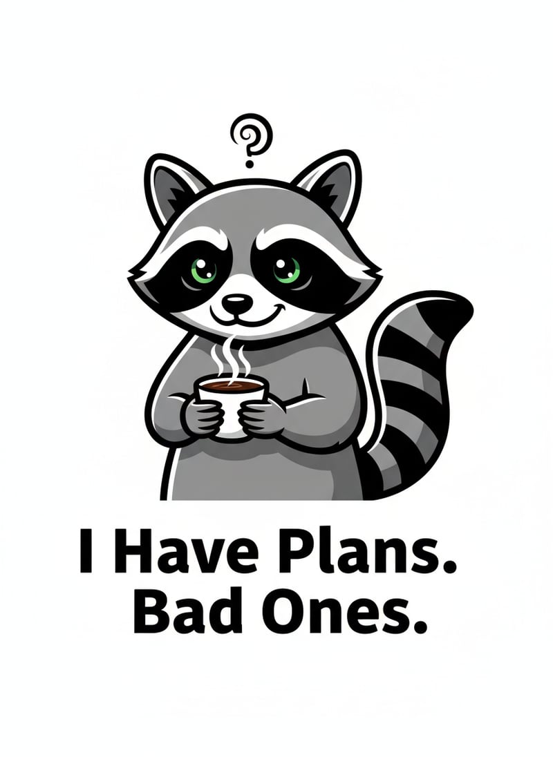 Vector Raccoon with Coffee