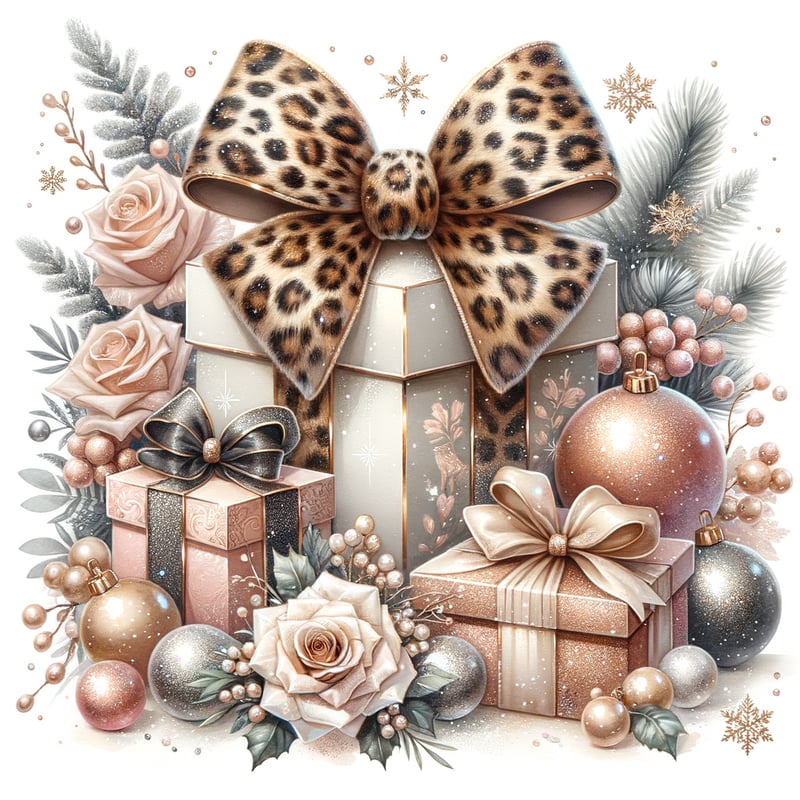 Watercolor Leopard-Print Bow Illustration
