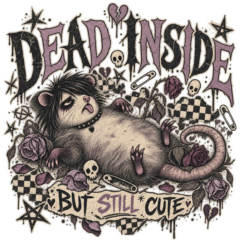 Dead Inside Emo Possum Illustration