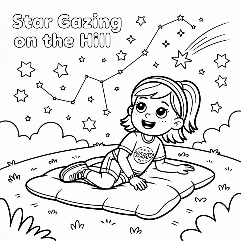 Star Gazing on the Hill Coloring Page
