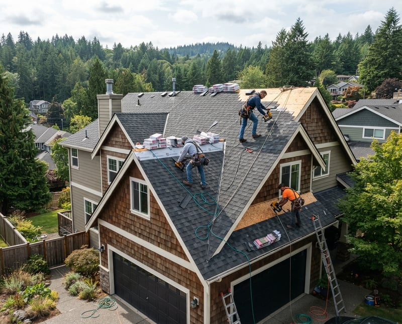 Roofers Installing Architectural Shingles