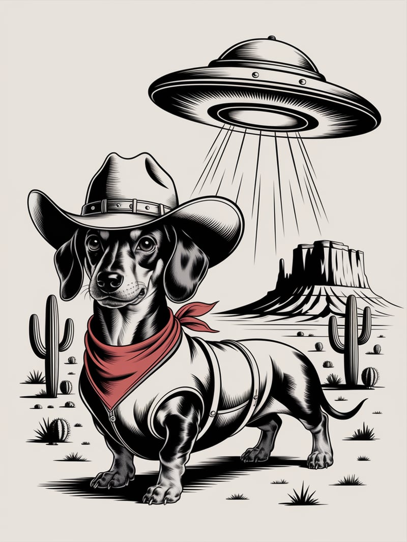 Cute Cowboy Dachshund Illustration